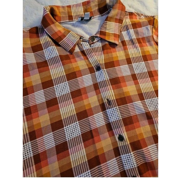 Kim Rogers Tunic Button Up Shirt Women's XL Plaid Long Ruched Sleeves Comfy EUC - Picture 3 of 8